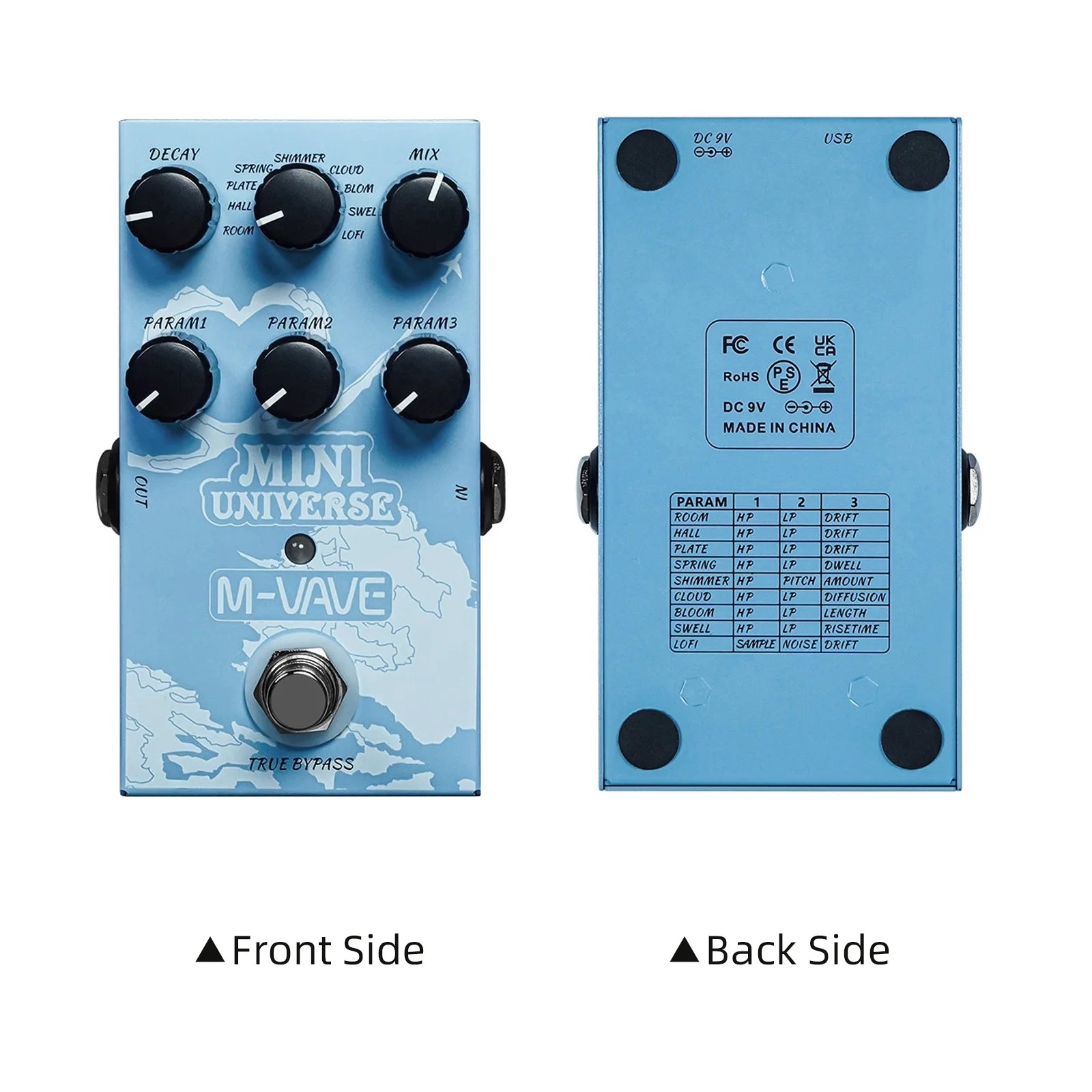 MINI UNIVERSE 9 Mode Reverb Guitar Effect Pedal V4814