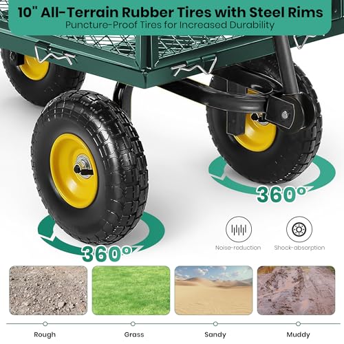 Heavy Duty Steel Folding Utility Wagon with Removable Sides and 10" All-Terrain Wheels N3726