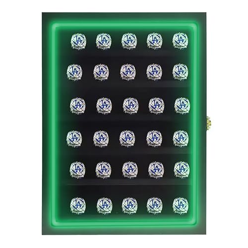 Black 30 Ring Glass Shadow Box with Lock B90317