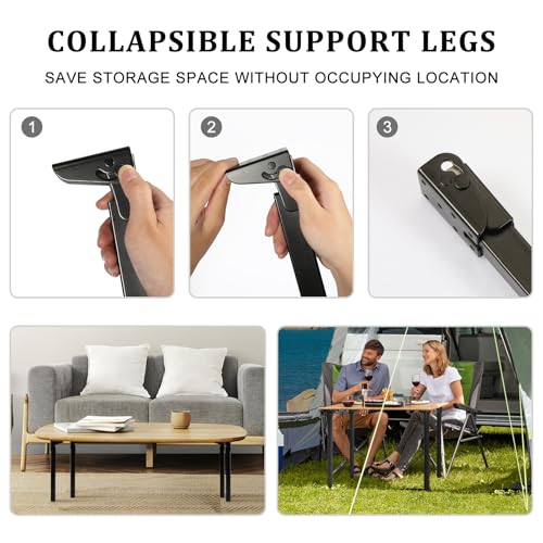 Black 4 Pcs 16'' Self-Locking Metal Folding Table Legs Q859523