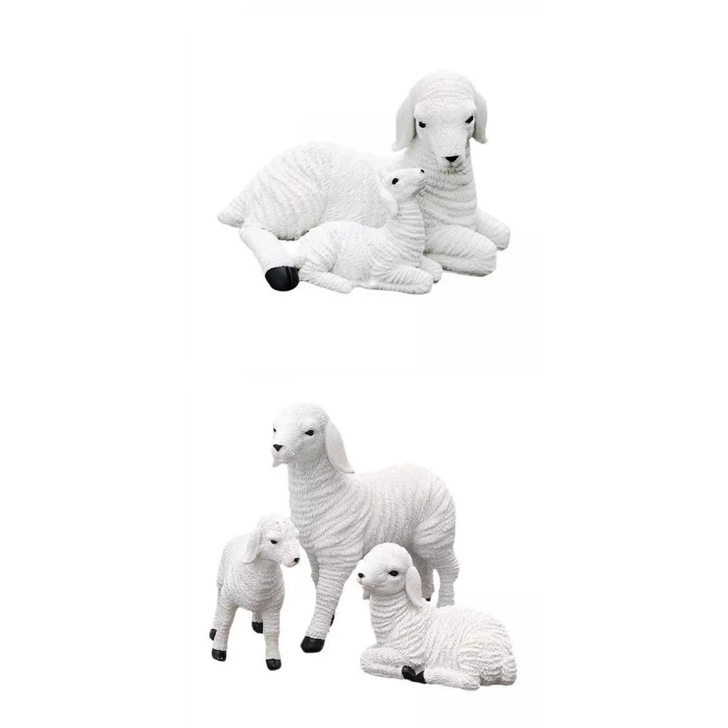 Set of 2 Resin Lamb Figurine Decoration I337891