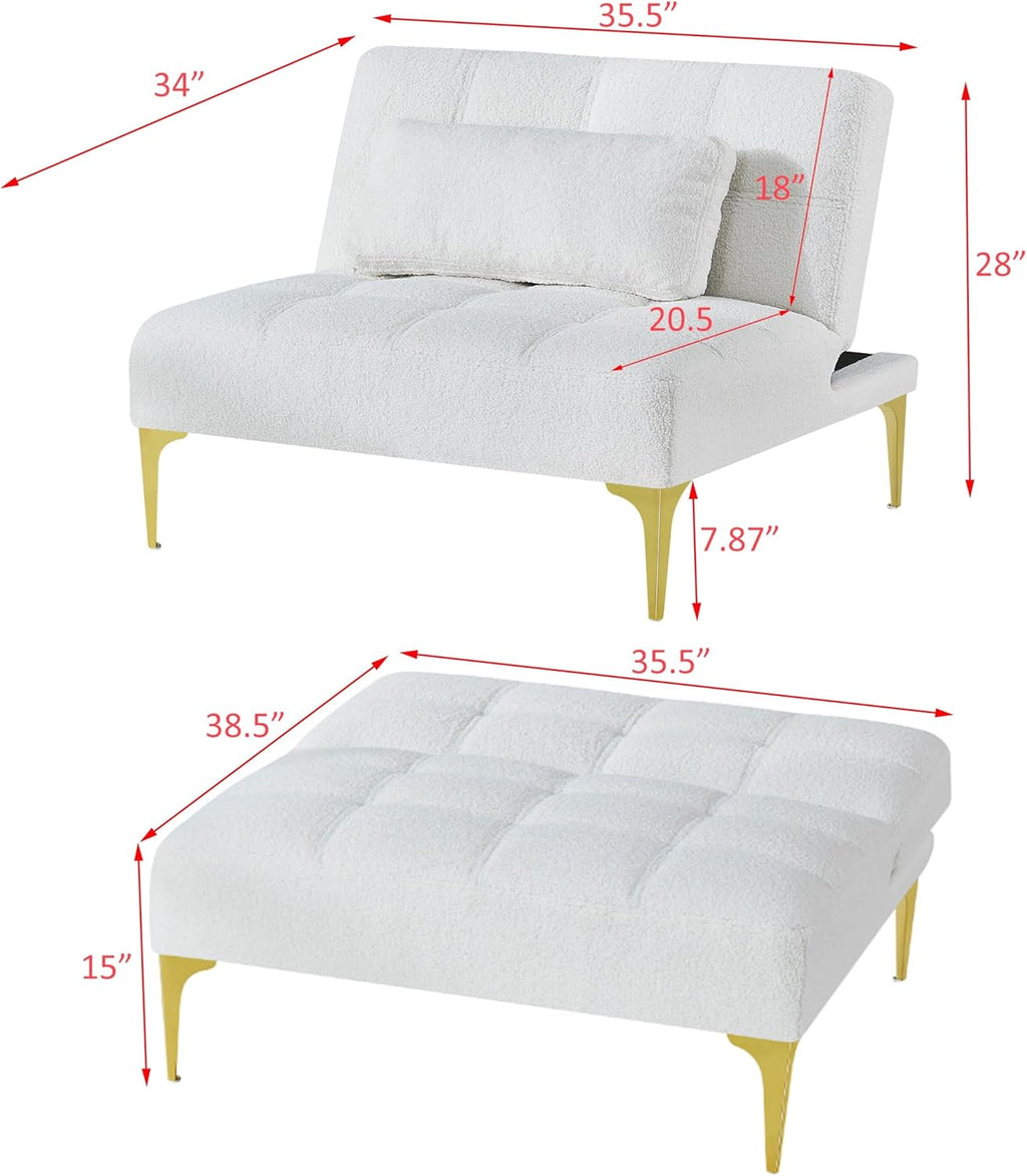 Pink Chevron Solid Felt Wood Down Fill Cushions Manual Recline Single Sofa Bed Futon Chair Lounger P1406