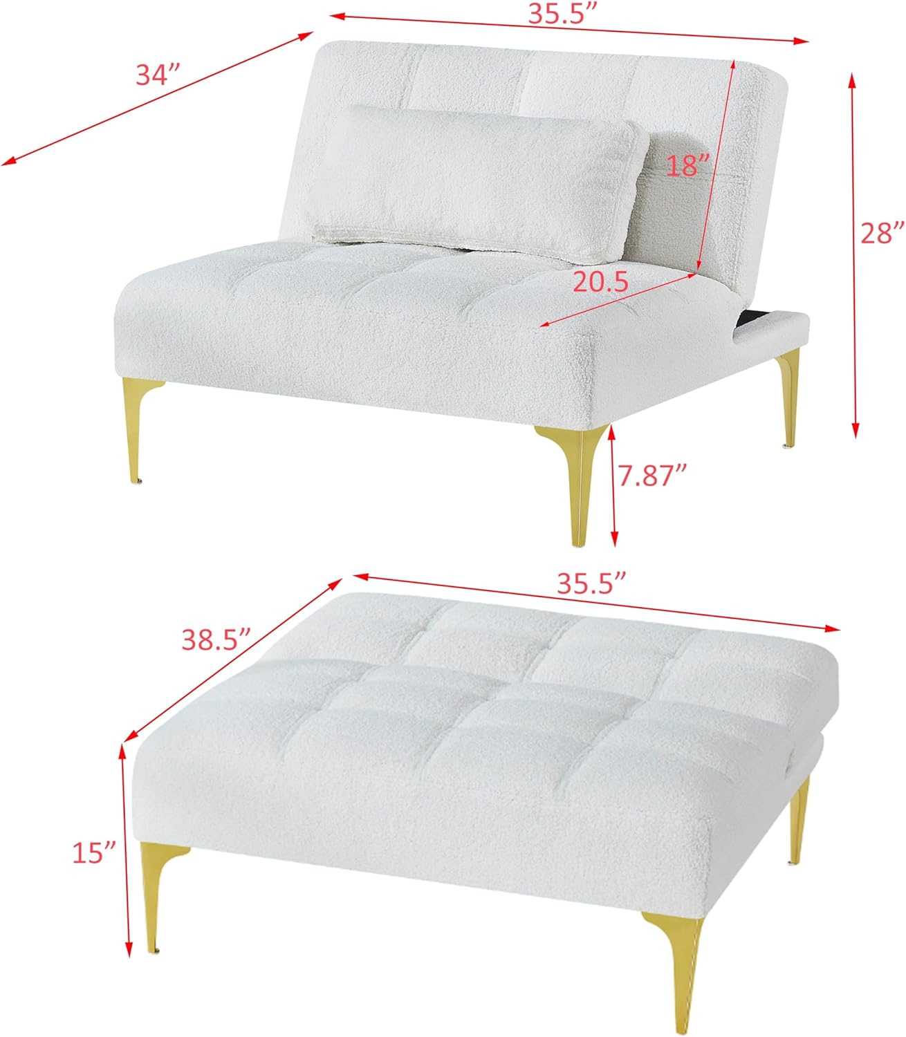 Pink Chevron Solid Felt Wood Down Fill Cushions Manual Recline Single Sofa Bed Futon Chair Lounger P1406