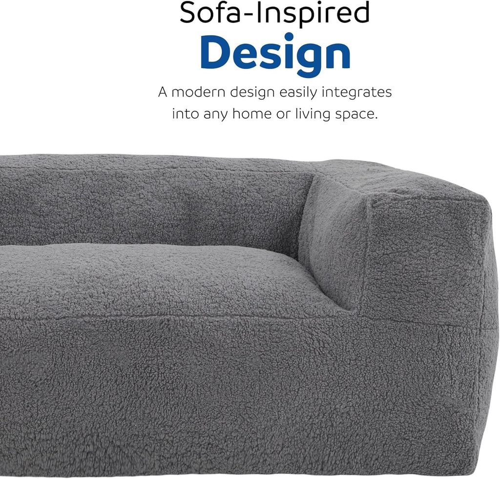 Gray Memory Foam Bean Bag Sofa Chair with Armrest D389