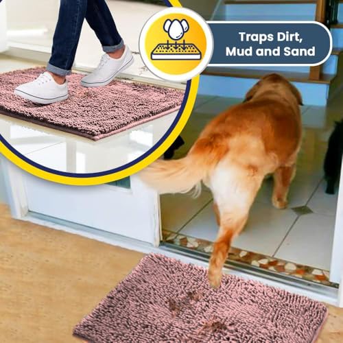 Beige 30"x19" Microfiber Chenille Door Mat U591