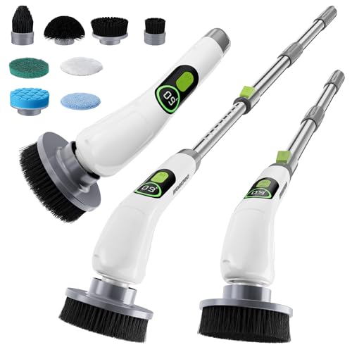 Electric Spin Scrubber, Cordless Cleaning Brush, 3-Speed, 8 Replaceable Brush Heads, Waterproof Scrubber A588675