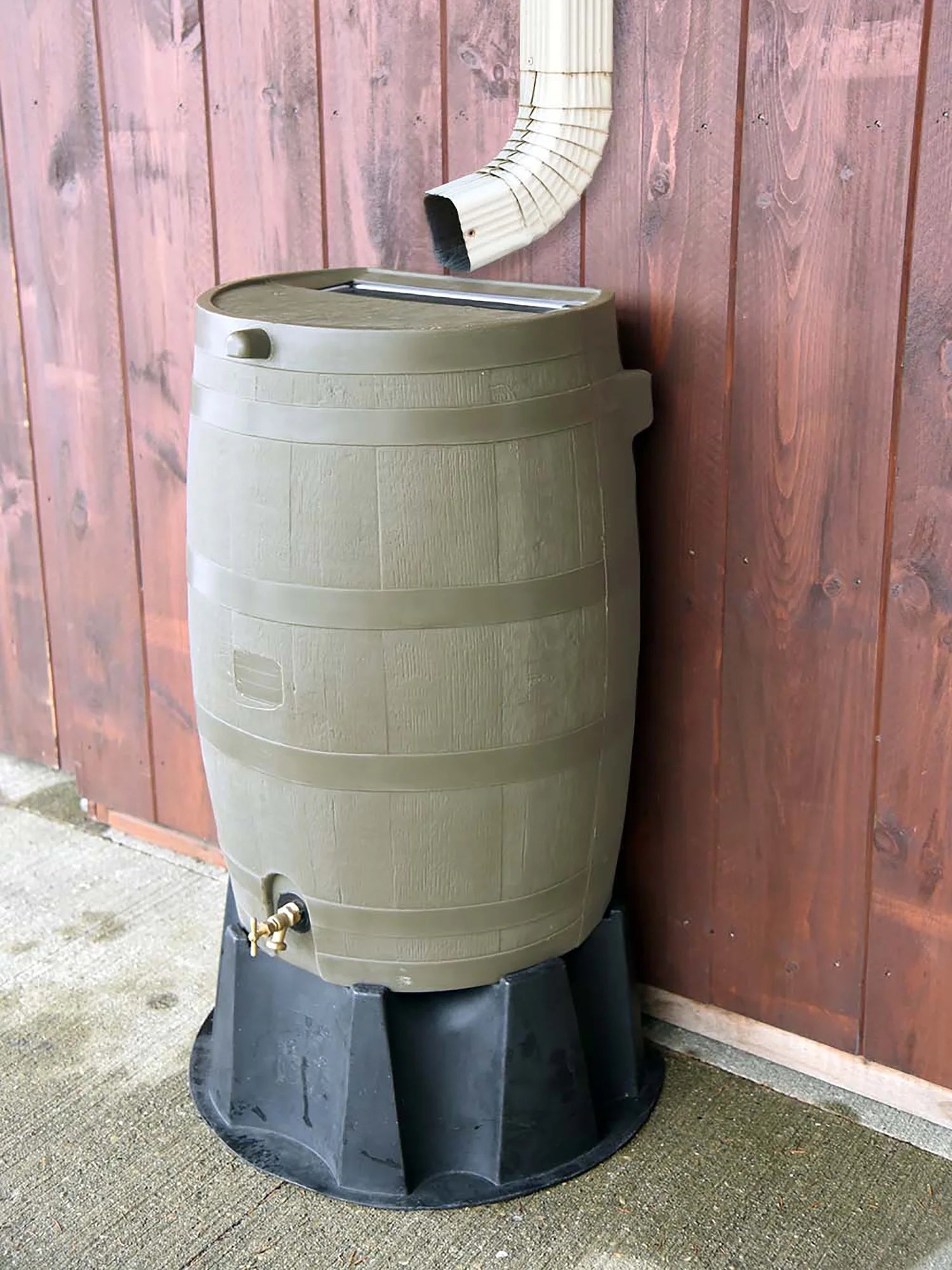 Oak Polyethylene 50 Gallon Rain Barrel with Brass Spigot W998