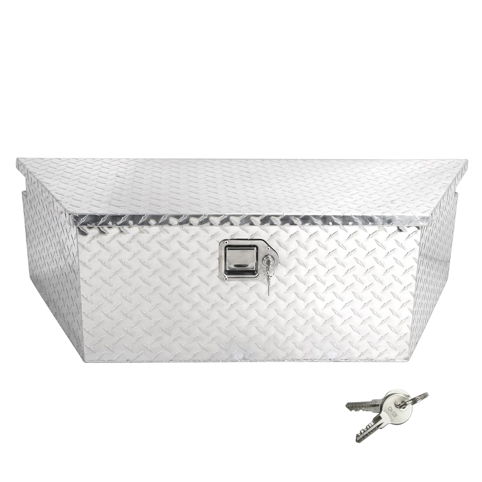 Heavy Duty Aluminum Diamond Plate Trailer Tongue Box with Lock and Keys, Silver, 39 x 16.5 x 12 Inches H6601