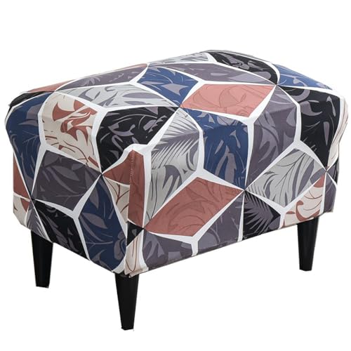 Stretch Ottoman Cover Rectangular Storage Ottoman Slipcover with Non-Slip Elastic Bottom N4147