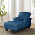 63" Sleeper Chaise Lounge Recliner Sofa Bed with Adjustable Backrest & Storage Space (Blue Corduroy) X768409