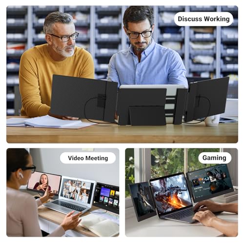 15.6" FHD 1080P IPS Triple Portable Monitor with Built-in Stand and Dual Speakers K838842
