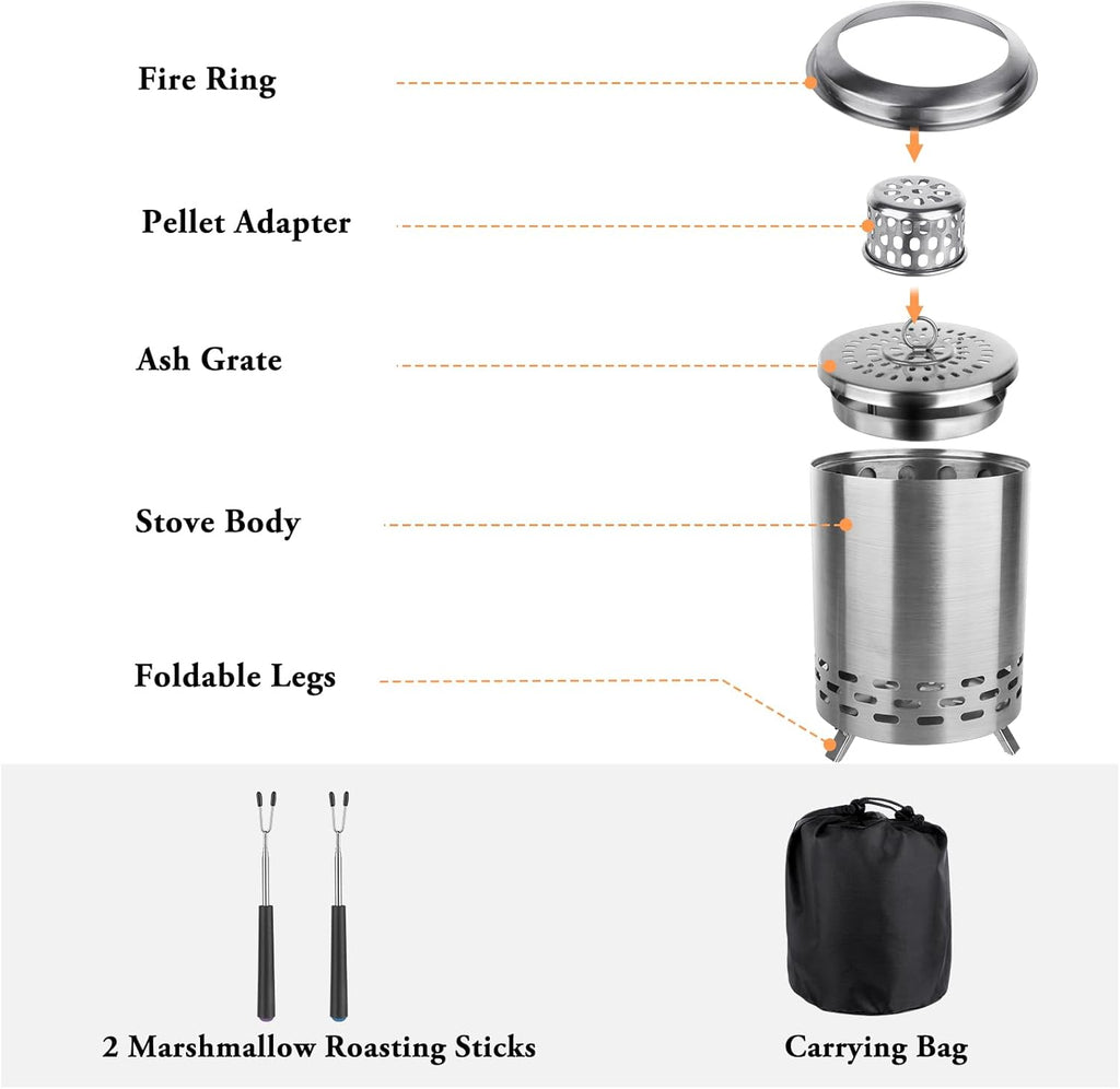 Stainless Steel Mini Firepit with Travel Bag C1870