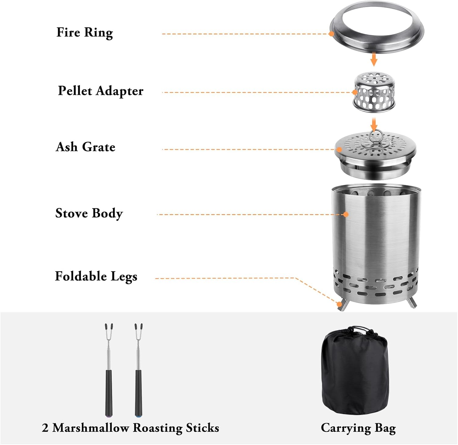 Stainless Steel Mini Firepit with Travel Bag C1870