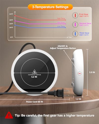 36W Electric Cup Warmer with 3-Temp Settings P8208