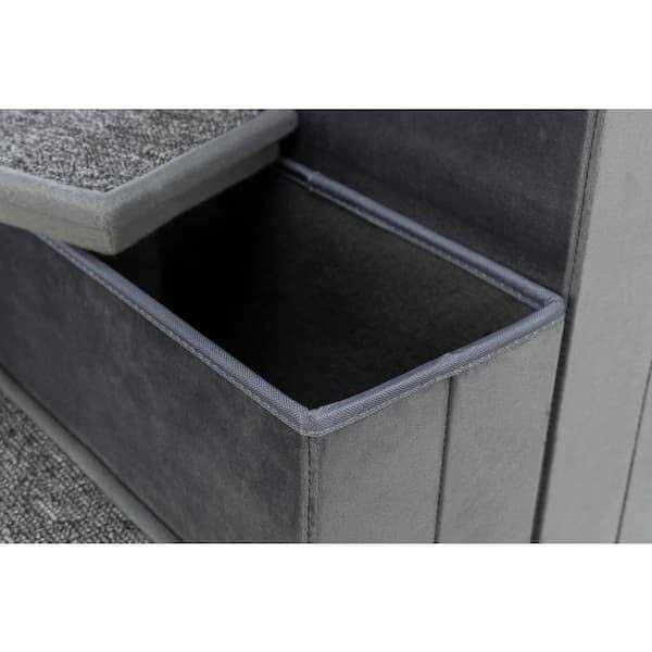 Velour Foldable 4-Step Pet Stairs with Storage G91305