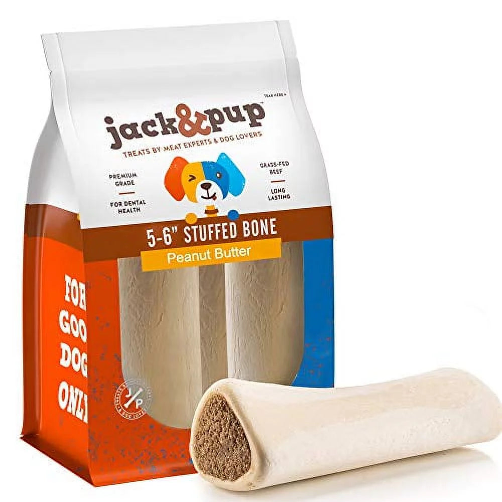 Filled Dog Bones, 5 to 6" Peanut Butter Flavor All Natural Dog Chew Treats A501