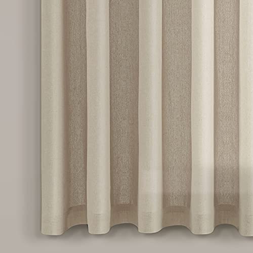 Burlap Knotted Tab-Top Window Curtain Panel Pair, 45"W x 84"L, Light Linen Q144