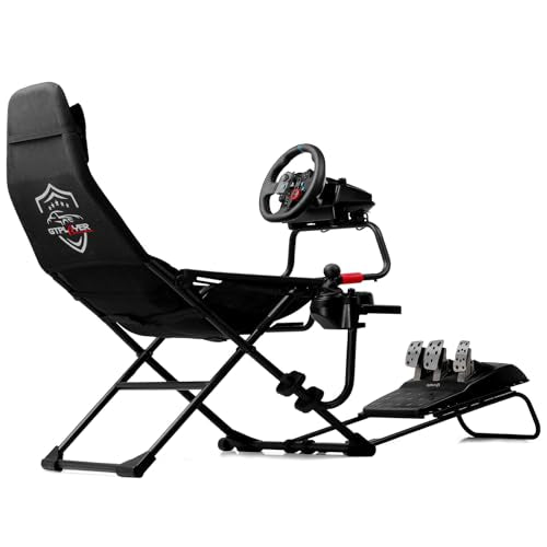 Black Foldable Adjustable Sim Racing Cockpit G37660