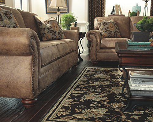 Gray Faux Leather Sofa with Nailhead Trim and 4 Accent Pillows U5484