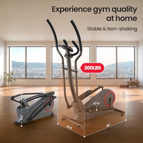Elliptical Machine with 8 Levels Adjustable Resistance LCD Monitor 13IN Stride 300 LBS Weight Capacity O165