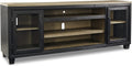 Black and Brown 2 Door Wood Glass TV Entertainment Media Console T74716
