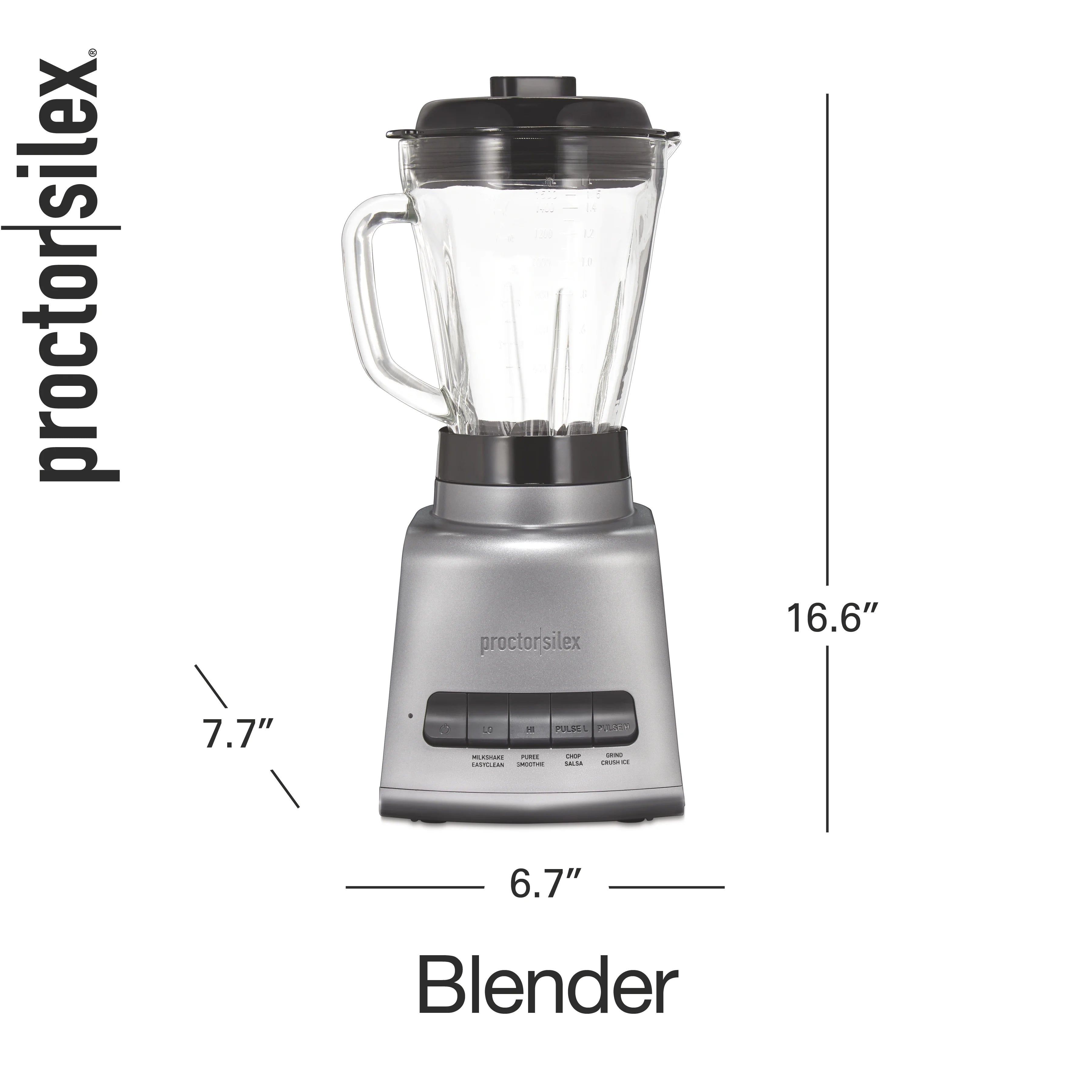 Black and Silver 52 oz BPA Free Glass Blender W26110