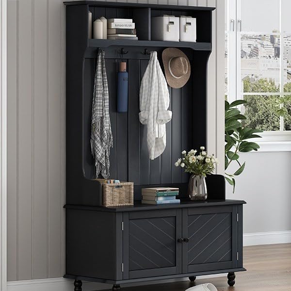 White Hall Tree with Storage Bench O97822