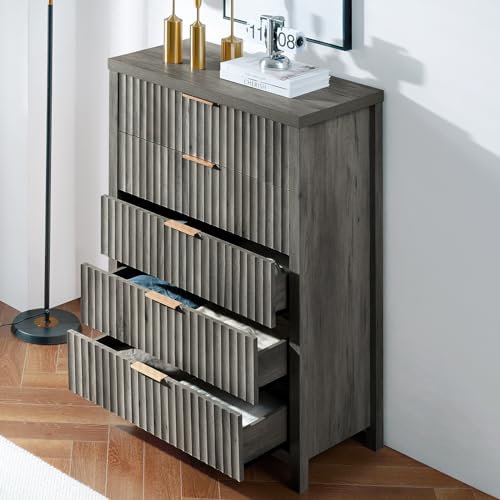 5 Drawers Grey Oak Dresser W9343