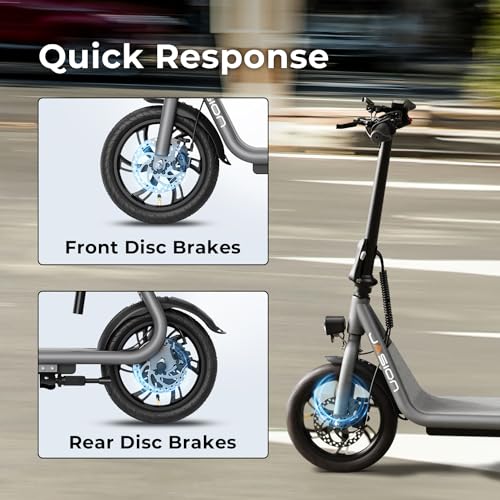 Electric Scooter with Seat, Foldable E-Scooter, Dual Disc Brakes F225