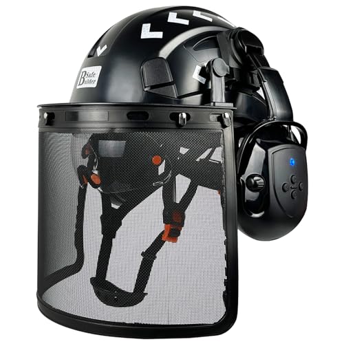 Vented Safety Helmet with Visor and Ear Muffs I251180