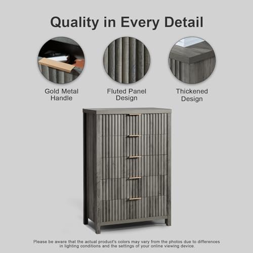 5 Drawers Grey Oak Dresser W9343