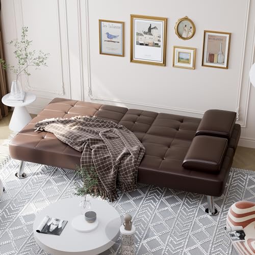 Dark Gray Linen Fabric Reversible Convertible Sofa Bed with Storage Chaise P525