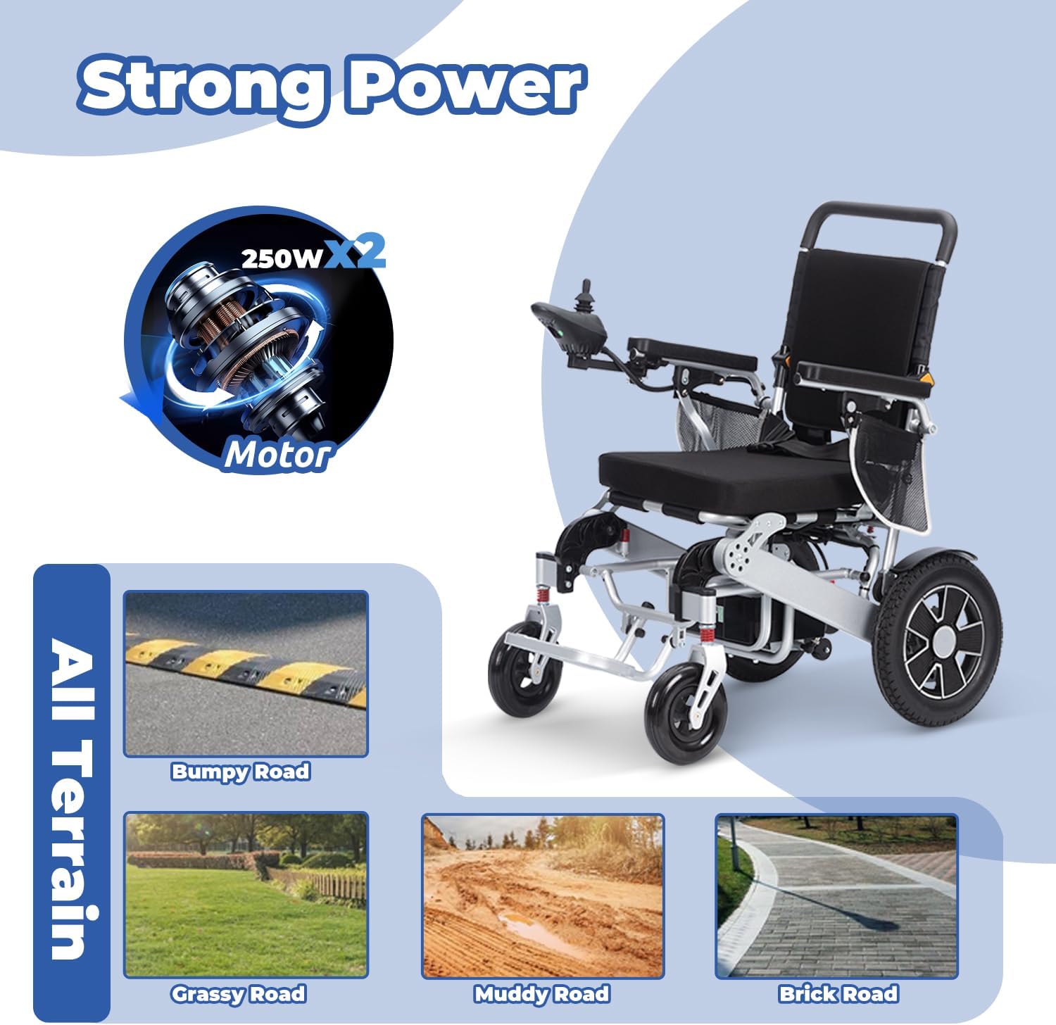 Lightweight Folding Electric Wheelchair with 20 Miles Range Q405777