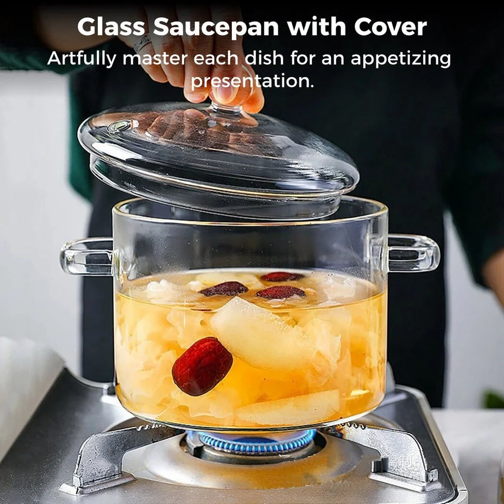 64oz High Borosilicate Glass Saucepan with Lid N361767