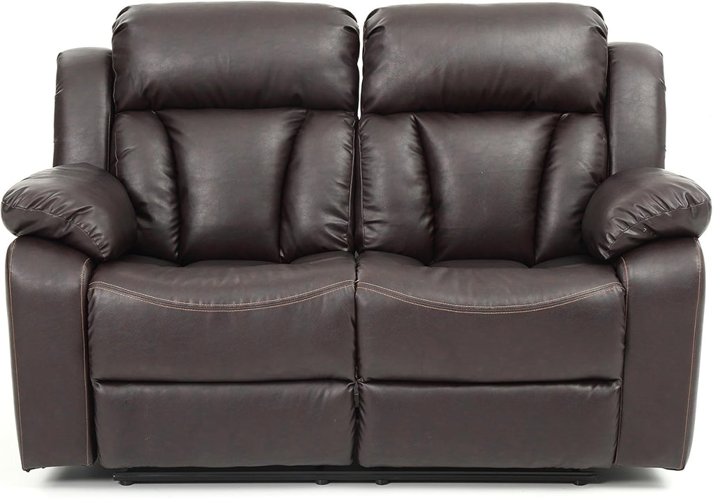 Brown Faux Leather Reclining Loveseat I9491