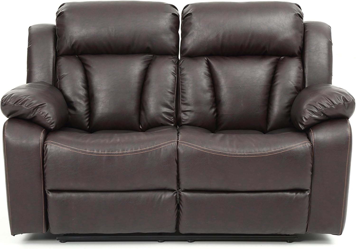 Brown Faux Leather Reclining Loveseat I9491