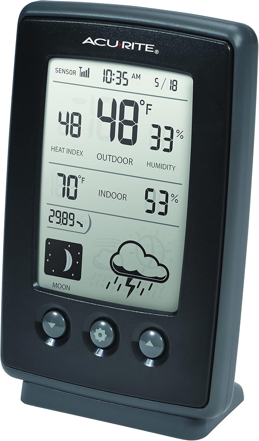 Black Digital Weather Forecaster with Indoor/Outdoor Temperature and Humidity H2441
