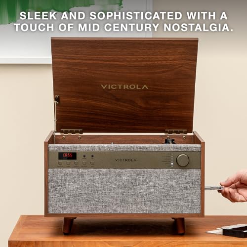 6-in-1 Turntable with CD & Cassette Player, Bluetooth, Walnut W521323