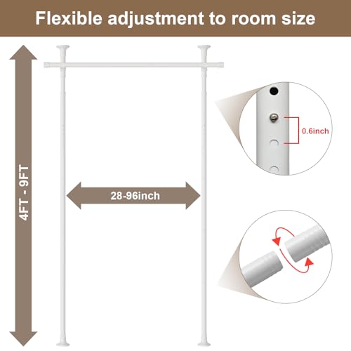Black Metal Tension Curtain Rod Room Divider I303