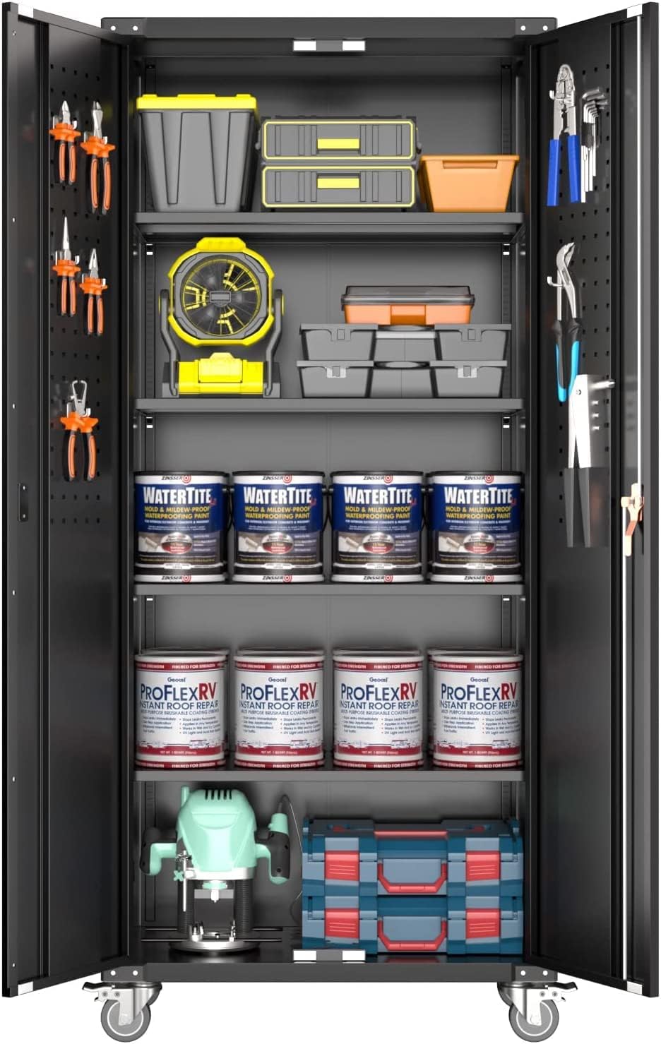 72" Steel Storage Cabinet with 2 Locking Doors and 4 Adjustable Shelves (Black) U521746