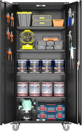 72" Steel Storage Cabinet with 2 Locking Doors and 4 Adjustable Shelves (Black) U521746