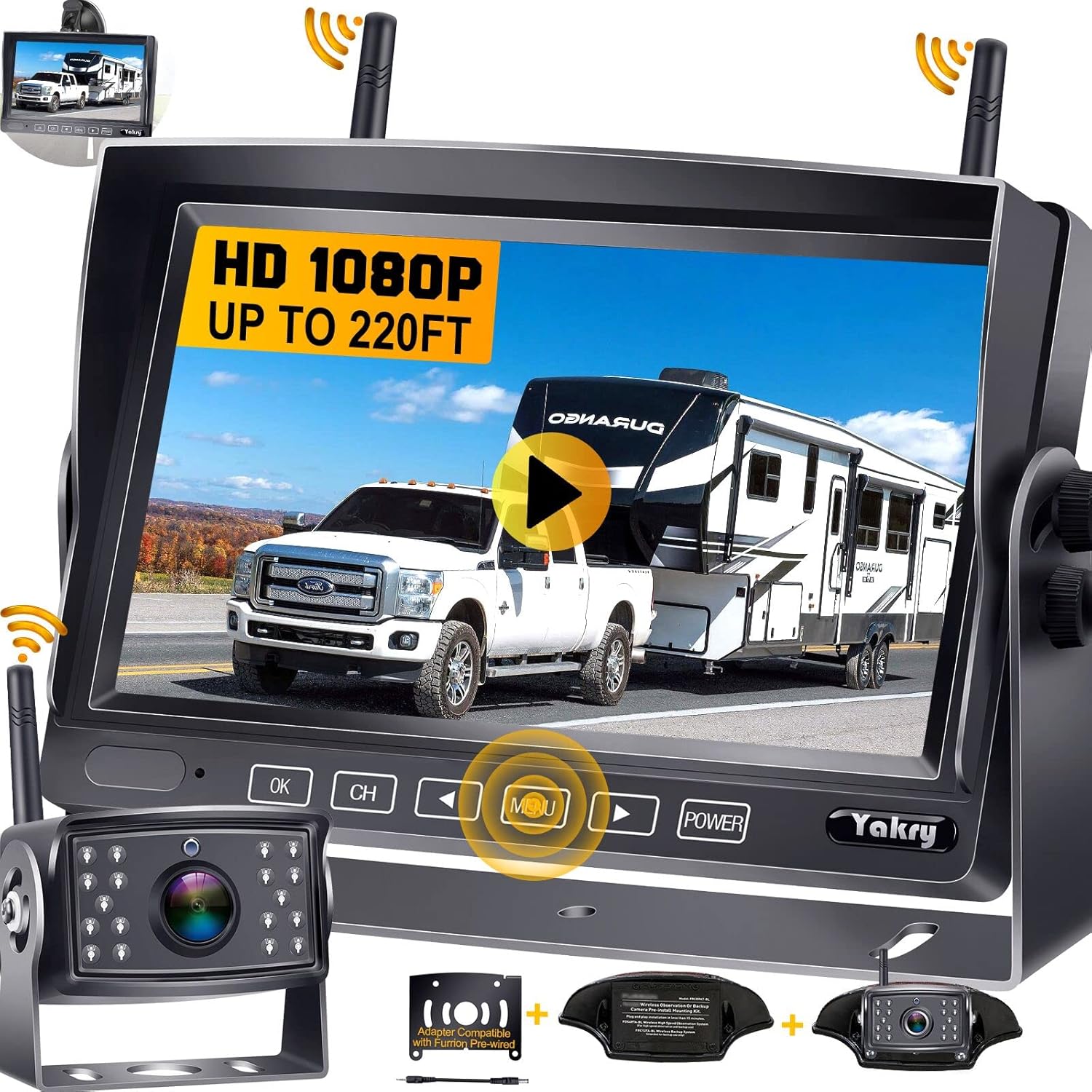 HD 1080P 7 Inch Monitor Wireless Backup Camera System K419477