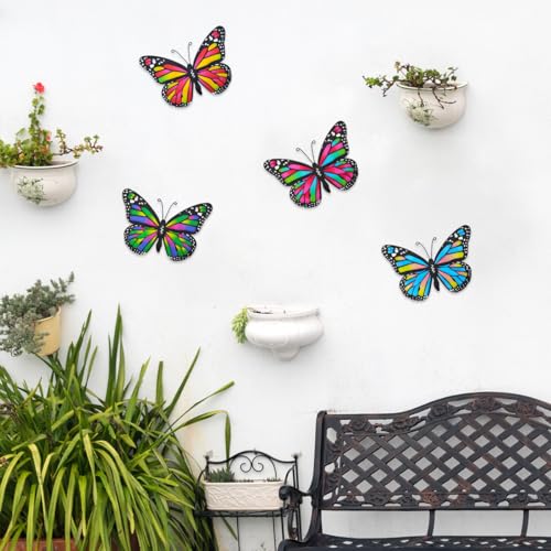 4 Pack 9.8in Metal Butterflies Wall Sculpture T26954