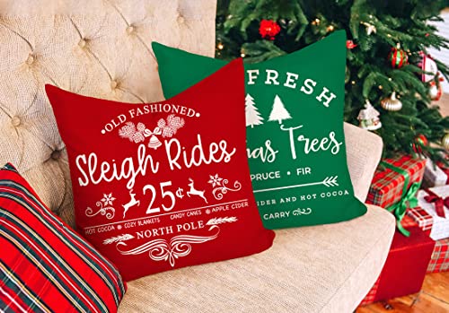 Red White 18x18 Set of 4 Christmas Throw Cushion Case F338