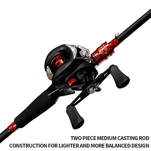 Fishing Rod and Reel Combo, Baitcasting Combo, 6 Foot 7 Foot 2-Piece, Fiberglass Wrapped Carbon Fiber Rod with EVA Handle L384795