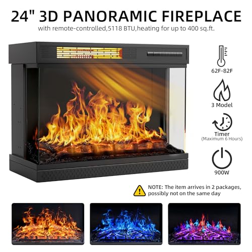 Gray Glass Fireplace TV Stand I2346