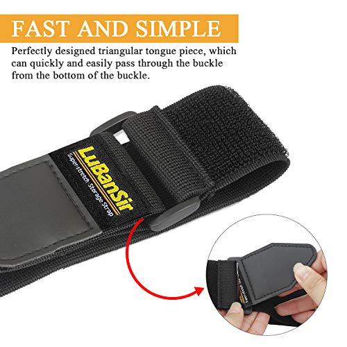 Black 2" x 18" (6 Pack) Elastic Hook and Loop Storage Straps with Buckle N36356
