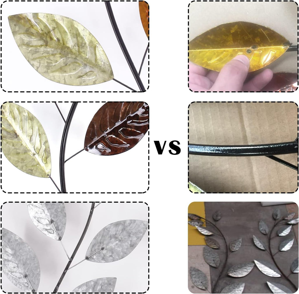 Set of 2 Metal Leaf Wall Hanging Art Decor, 38 Inch Iron Olive Branch Home Sculptures A251812