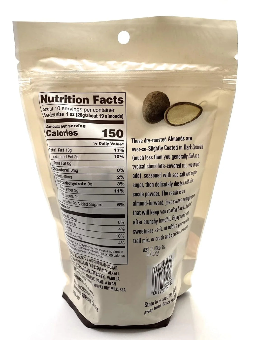 Dark Chocolate Almonds with Cocoa & Sea Salt 10 Oz A495482