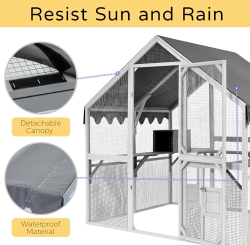 Gray Wooden Cat Enclosure 74”x57”x74” X328